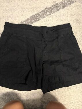 Denver Hayes Black High-Waist Pull-On Linen-Blend Shorts